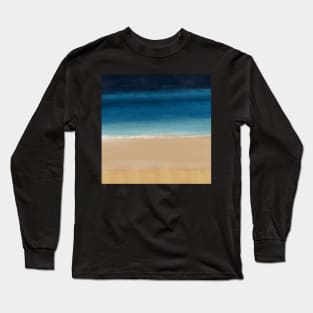 Modern Gold Blue Watercolor Abstract Painting Long Sleeve T-Shirt